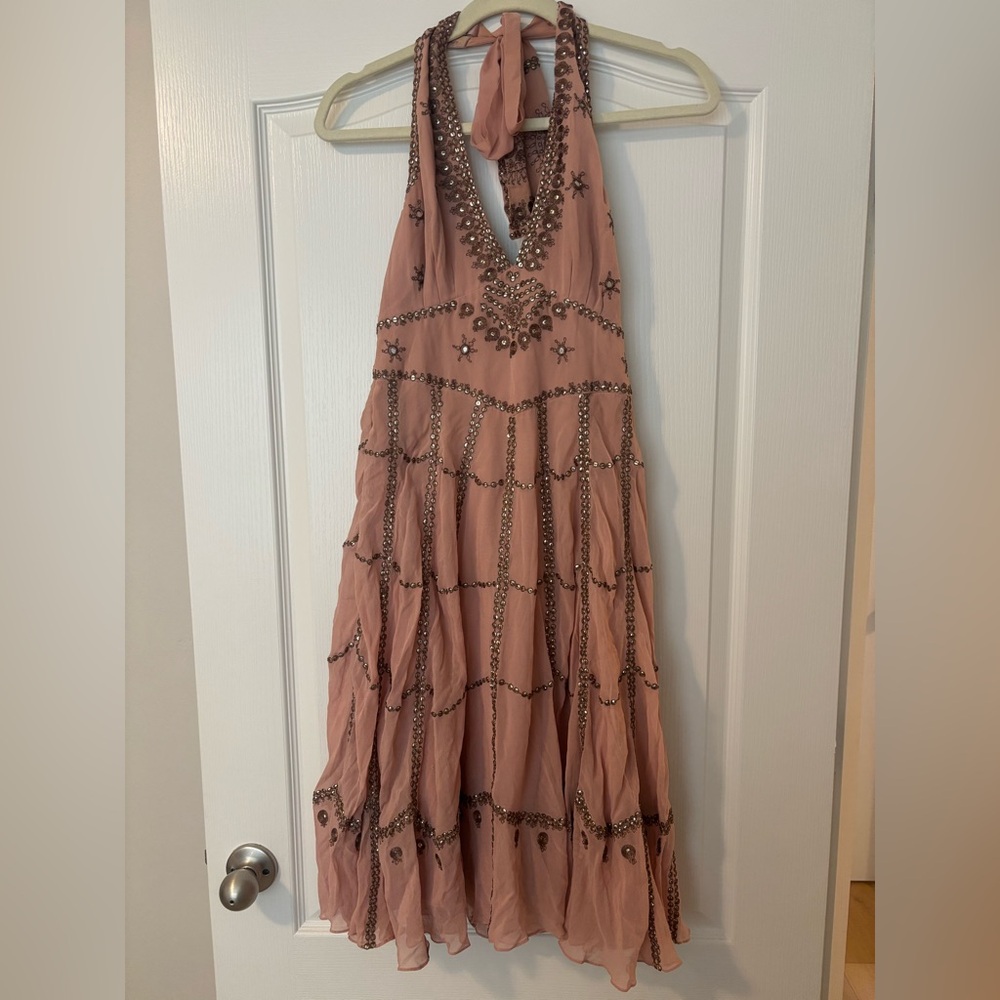 Temperley London Pink Backless Dress with Embellishments